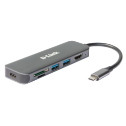 D-Link USB-C Docking Station, 2xUSB 3.0 + USB-C/PD3.0 + HDMI, SD/microSD Card Reader