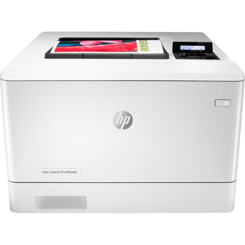 HP Color LaserJet Pro M454dn Printer (A4,600x600dpi,27(27)ppm,ImageREt3600,256Mb,Duplex, 2trays 50+250,USB2.0/GigEth, ePrint, AirPrint, PS3, 1y warr, 4Ctgs1200pages in box, repl. CF389A)