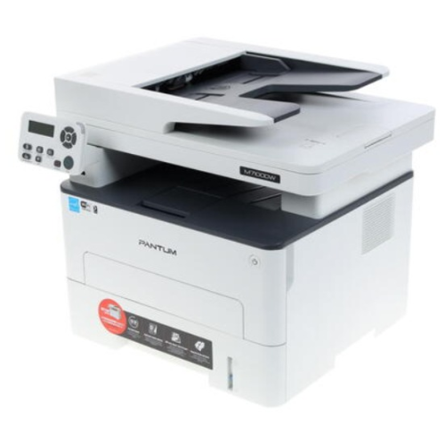 Pantum M7100DW, P/C/S, Mono laser, А4, 33 ppm (max 60000 p/mon), 525 MHz, 1200x1200 dpi, 256 MB RAM, PCL/PS, Duplex, ADF50, paper tray 250 pages, USB, LAN, WiFi, start. cartridge 1500 pages