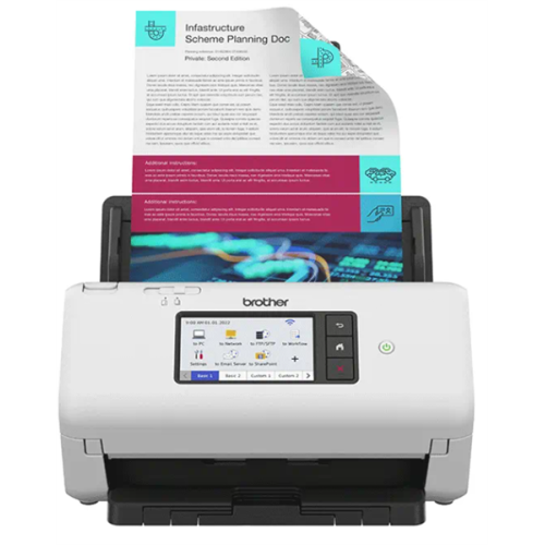 Brother Документ-сканер ADS-4700W, 40 стр/мин, цветной, 1200 dpi, Duplex, ADF80, Wi-Fi, USB 3.0,Touch Screen 10,9 см, Scan to Net, Ex.ADS-2800W