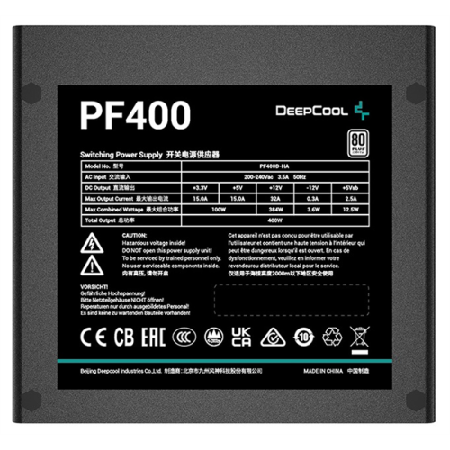 Deepcool PF400 80+ (ATX 2.4 400W, PWM 120mm fan, 80 PLUS, Active PFC) RET