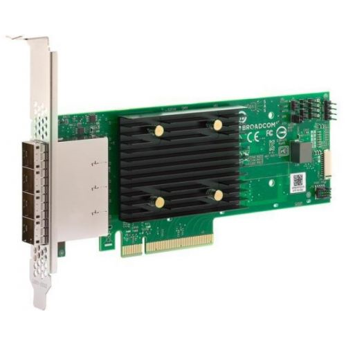 Broadcom/LSI 9500-16e SGL (05-50075-00) PCIe Gen4 x8 LP, Tri-Mode SAS/SATA/NVMe 12G HBA, 16port(4*ext SFF8644), 3816 IOC, 1 year
