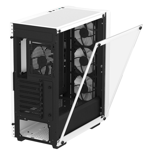 Deepcool CC560 WH V2 без БП, боковое окно (закаленное стекло), 3x120мм LED вентилятор спереди и 1x120мм LED вентилятор сзади, белый, ATX