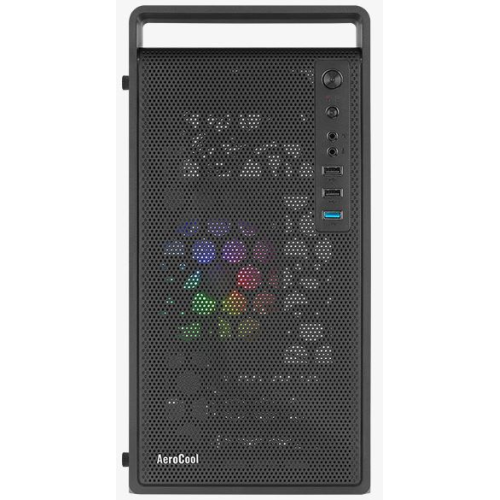 Aerocool Cs-109-G-BK-v1 (mATX, без БП, Glass Window, USB3.0 x1, USB2.0 x2, 12cm FRGB fan x1)