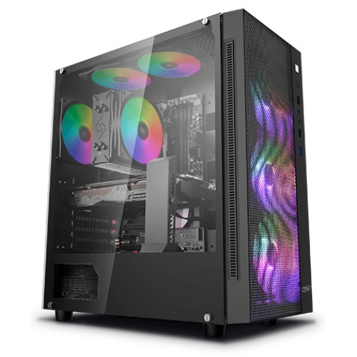 Deepcool MATREXX 55 MESH ADD-RGB 4F без БП, боковое окно (закаленное стекло), 3xARGB 120мм вентилятора спереди, 1xARGB 120мм вентилятор сзади, черный, ATX