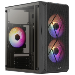 Aerocool Cs-107-A-BK-v2 (mATX, без БП, Window, USB3.0 x1, USB2.0 x1, 12cm FRGB fans x3)