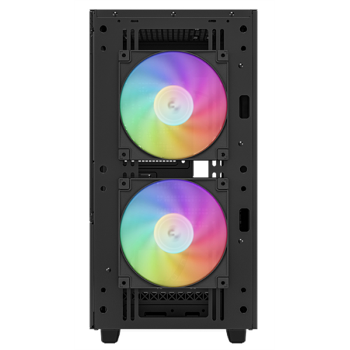 Deepcool CH360 без БП, боковое окно (закаленное стекло), 2x140мм ARGB LED вентилятор спереди и 1x120мм ARGB LED вентилятор сзади, черный, mATX