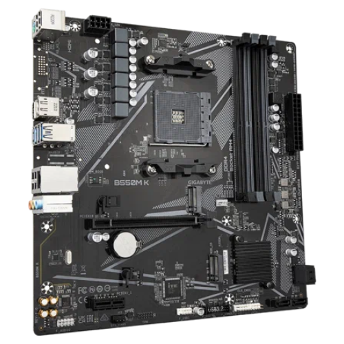 GIGABYTE B550M K, AM4, B550, 4*DDR4, DP+HDMI,  4 SATA 6 Гб/с, M2, Audio, Gb LAN, USB 3.2, USB 2.0, mATX