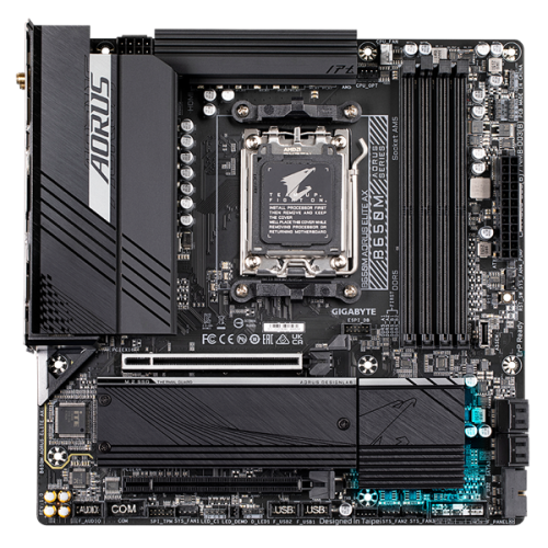 GIGABYTE B650M AORUS ELITE AX, AM5, B650, 4*DDR5, DP+HDMI,  4 SATA 6 Гб/с, M2, Audio, Gb LAN, USB 3.2, Type-C, mATX