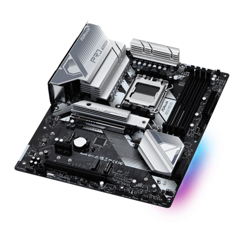 ASROCK B650 PRO RS, AM5, B650, 4*DDR5, HDMI+DP, 2xSATA3 6.0, M.2 Socket, RAID, 4xUSB 3.2, 9xUSB 2.0, Type-C, ATX; 90-MXBL10-A0UAYZ