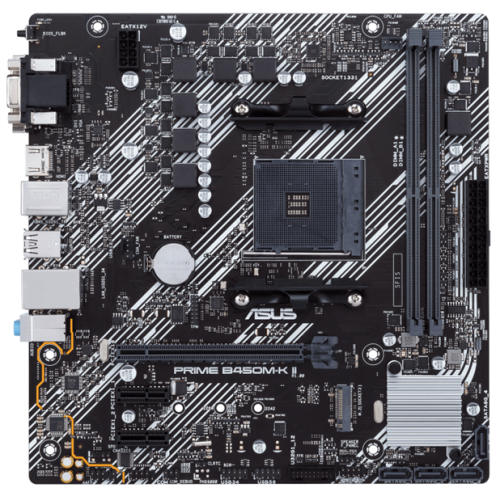 ASUS PRIME B450M-K II, Socket AM4, B450, 2*DDR4, D-Sub+DVI+HDMI, SATA3 + RAID, Audio, Gb LAN, USB 3.2*6, USB 2.0*6, COM*1 header (w/o cable), mATX ; 90MB1600-M0EAY0, 3 year