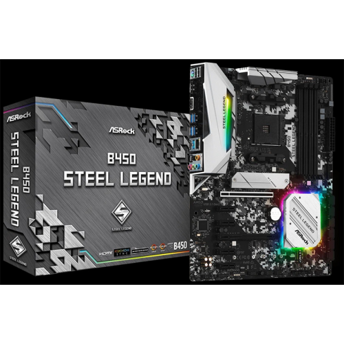 ASROCK B450 STEEL LEGEND , AM4, B450, 4*DDR4, HDMI+DP, 4xSATA3 6.0, M.2 Socket, 4xUSB 3.2, 2xUSB 2.0, Type-C, ATX; 90-MXBA00-A0UAYZ