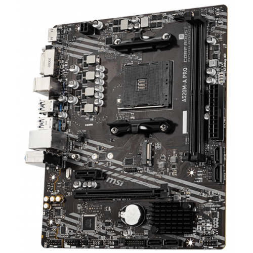 MSI A520M-A PRO Soc-AM4 AMD A520 2xDDR4 mATX AC`97 8ch(7.1) GbLAN RAID+DVI+HDMI