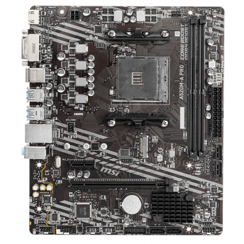 MSI A520M-A PRO Soc-AM4 AMD A520 2xDDR4 mATX AC`97 8ch(7.1) GbLAN RAID+DVI+HDMI