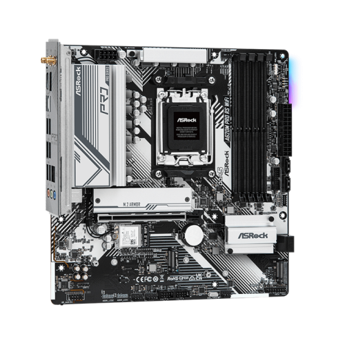 ASROCK A620M PRO RS WIFI, AM5, A620, 4*DDR5, HDMI+DP, 4xSATA3 6.0, M.2 Socket, RAID, USB 3.2, USB 2.0, Type-C, mATX