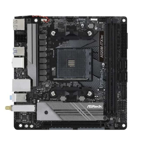 ASROCK A520M-ITX/AC, AM4, A520, 2*DDR4, HDMI+DP, 4xSATA3 6.0 RAID, M.2 Socket, 3xUSB 3.2, Type-C, 2xUSB 2.0, mITX; 90-MXBDG0-A0UAYZ