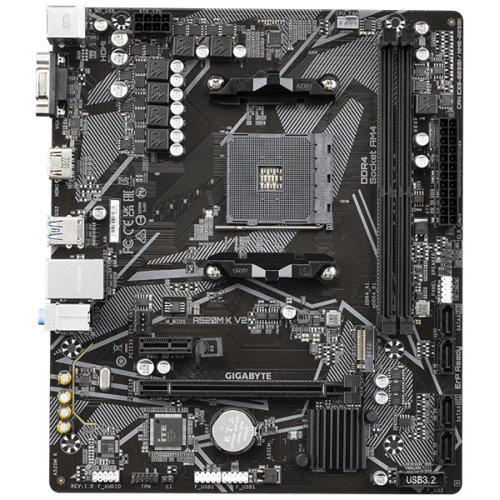 GIGABYTE A520M K V2, AM4, A520, 2*DDR4, D-SUB+HDMI,  4 SATA 6 Гб/с, M2, Audio, Gb LAN, USB 3.2, USB 2.0, mATX