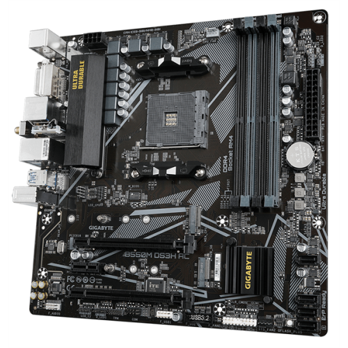 GIGABYTE B550M DS3H AC, AM4, B550, 4*DDR4, DVI-D+HDMI,  4 SATA 6 Гб/с, M2, Audio, Gb LAN, USB 3.2, USB 2.0, COM*1 header, mATX