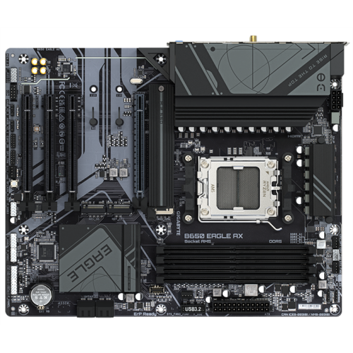 GIGABYTE B650 EAGLE AX, AM5, B650, 4*DDR5, DP+HDMI,  4 SATA 6 Гб/с, M2, Audio, Gb LAN, USB 3.2, USB 2.0, Type-C, ]ATX