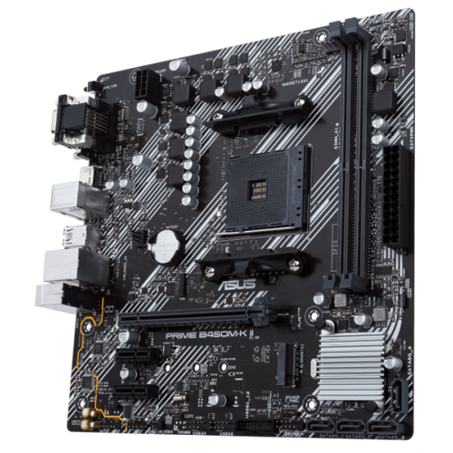 ASUS PRIME B450M-K II, Socket AM4, B450, 2*DDR4, D-Sub+DVI+HDMI, SATA3 + RAID, Audio, Gb LAN, USB 3.2*6, USB 2.0*6, COM*1 header (w/o cable), mATX ; 90MB1600-M0EAY0, 3 year