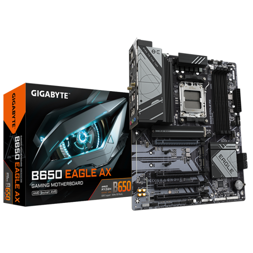 GIGABYTE B650 EAGLE AX, AM5, B650, 4*DDR5, DP+HDMI,  4 SATA 6 Гб/с, M2, Audio, Gb LAN, USB 3.2, USB 2.0, Type-C, ]ATX
