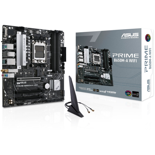 ASUS PRIME B650M-A WIFI, Socket AM5, B650, 4*DDR5, HDMI+DP+VGA, 4xSATA3 + RAID, M2, Audio, Gb LAN, USB 3.2, USB 2.0, mATX; 90MB1EG0-M0EAY0