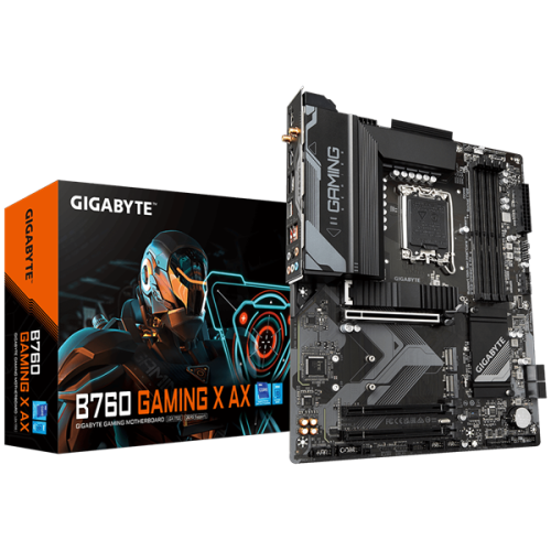GIGABYTE B760 GAMING X AX, LGA1700, B760, 4*DDR5, DP+HDMI,  4 SATA 6 Гб/с, M2, Audio, Gb LAN, USB 3.2, USB 2.0, Type-C, COM*1 port, ATX