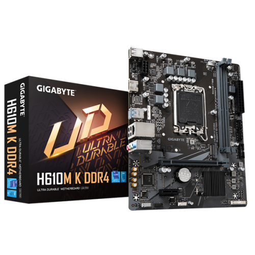 GIGABYTE H610M K DDR4, LGA1700, H610, 2*DDR4, HDMI,  2 SATA 6 Гб/с, M2, Audio, Gb LAN, USB 3.2, USB 2.0, mATX