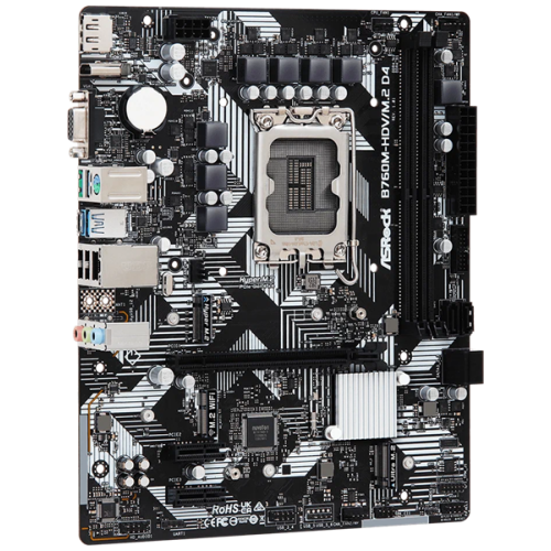 ASROCK B760M-HDV/M.2 D4, LGA1700, B760, 2*DDR4, HDMI+DP+D-Sub, 4xSATA3 6.0 (RAID), M.2 Socket, 4xUSB 3.2, 1xUSB2.0, Type-C, mATX; 90-MXBL40-A0UAYZ