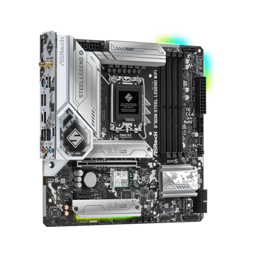 ASROCK B760M STEEL LEGEND WIFI, LGA1700, B760, 4*DDR5, HDMI+DP, 4xSATA3 6.0 (RAID), M.2 Socket, USB 3.2, USB2.0, Type-C, mATX