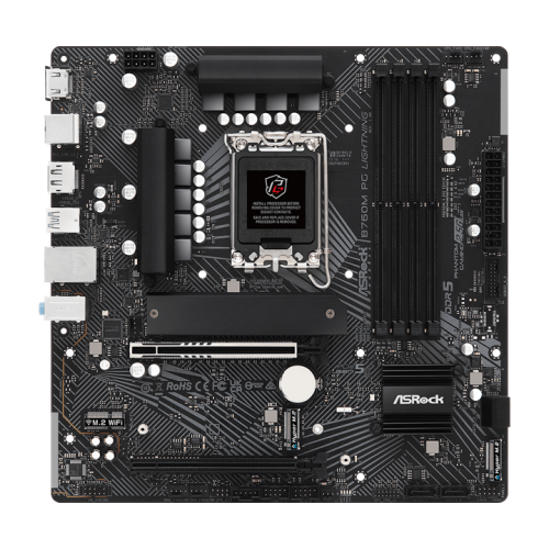 ASROCK B760M PG LIGHTNING, LGA1700, B760, 4*DDR5, HDMI+DP, 4xSATA3 6.0 (RAID), M.2 Socket, USB 3.2, USB2.0, Type-C, mATX