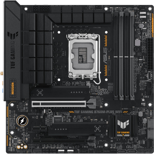 ASUS TUF GAMING B760M-PLUS WIFI, LGA1700, B760, 4*DDR5, HDMI+DP, 4xSATA3 + RAID, M2, Audio, Gb LAN, USB 3.2, USB 2.0, mATX; 90MB1ET0-M0EAY0