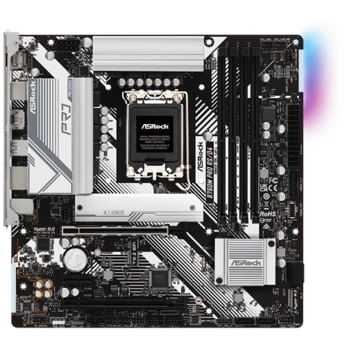 ASROCK B760M PRO RS/D4, LGA1700, B760, 4*DDR4, HDMI+DP, 4xSATA3 6.0 (RAID), M.2 Socket, 3xUSB 3.2, 2xUSB2.0, Type-C, mATX; 90-MXBKL0-A0UAYZ