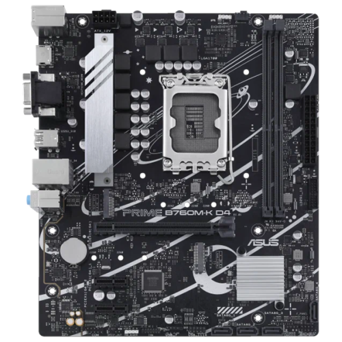 ASUS PRIME B760M-K D4, LGA1700, B760, 2*DDR4, HDMI+VGA, 4xSATA3 + RAID, M2, Audio, Gb LAN, USB 3.2, USB 2.0, mATX; 90MB1DS0-M0EAY0