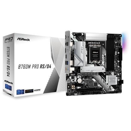 ASROCK B760M PRO RS, LGA1700, B760, 4*DDR5, DP+HDMI, 4xSATA3 6.0 (RAID), M.2 Socket, 4xUSB 3.2, 2xUSB 2.0, mATX; 90-MXBLH0-A0UAYZ
