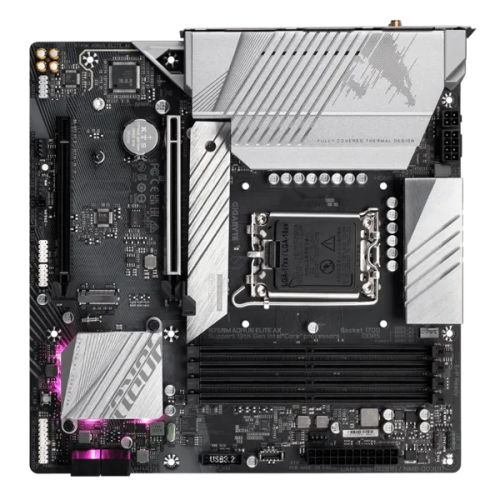 GIGABYTE B760M AORUS ELITE AX, LGA1700, B760, 4*DDR5, DP+HDMI,  4 SATA 6 Гб/с, M2, Audio, Gb LAN, USB 3.2, USB 2.0, Type-C, mATX