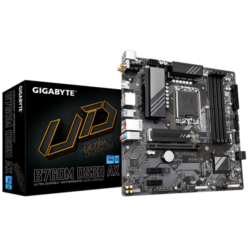 GIGABYTE B760M DS3H AX, LGA1700, B760, 4*DDR5, DP+HDMI,  4 SATA 6 Гб/с, M2, Audio, Gb LAN, USB 3.2, USB 2.0, Type-C, COM*1 port, mATX