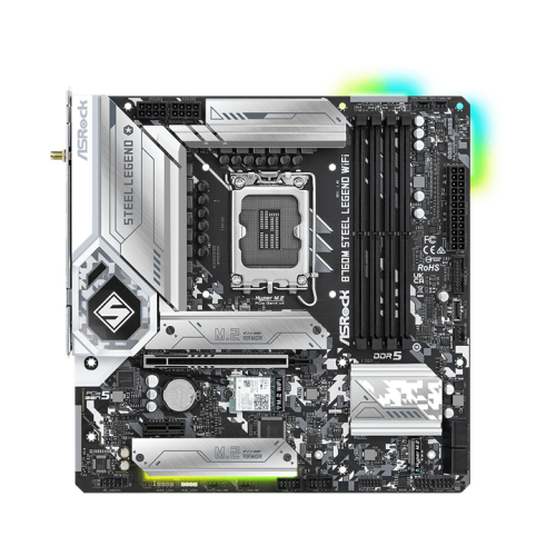 ASROCK B760M STEEL LEGEND WIFI, LGA1700, B760, 4*DDR5, HDMI+DP, 4xSATA3 6.0 (RAID), M.2 Socket, USB 3.2, USB2.0, Type-C, mATX