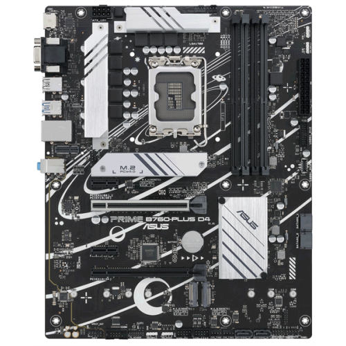 ASUS PRIME B760-PLUS D4, LGA1700, B760, 4*DDR4, HDMI+DP+VGA, 4xSATA3 + RAID, M2, Audio, Gb LAN, USB 3.2, USB 2.0, ATX; 90MB1CW0-M0EAY0