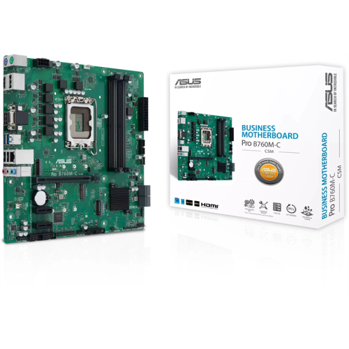 ASUS PRO B760M-C-CSM, LGA1700, B760, 4*DDR5, 2DP+HDMI+VGA, 4xSATA3 + RAID, M2, Audio, Gb LAN, USB 3.2, USB 2.0, mATX; 90MB1DX0-M0EAYC
