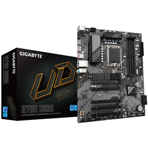 GIGABYTE B760 DS3H, LGA1700, B760, 4*DDR5, DP+HDMI,  4 SATA 6 Гб/с, M2, Audio, Gb LAN, USB 3.2, USB 2.0, Type-C, COM*1 port, ATX