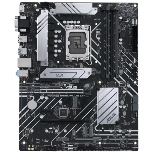 ASUS PRIME B660-PLUS D4, LGA1700, B660, 4*DDR4, DP+ D-Sub + HDMI, CrossFireX, SATA3 + RAID, Audio, Gb LAN, USB 3.2*6, USB 2.0*6, COM*1 header (w/o cable), ATX; 90MB18X0-M0EAY0