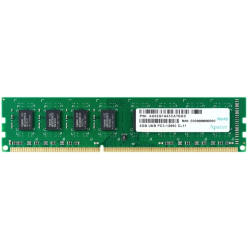 Apacer  DDR3  8GB  1600MHz DIMM (PC3-12800) CL11 1.35V (Retail) 512*8  3 years (AU08GFA60CATBGJ/DG.08G2K.KAM)