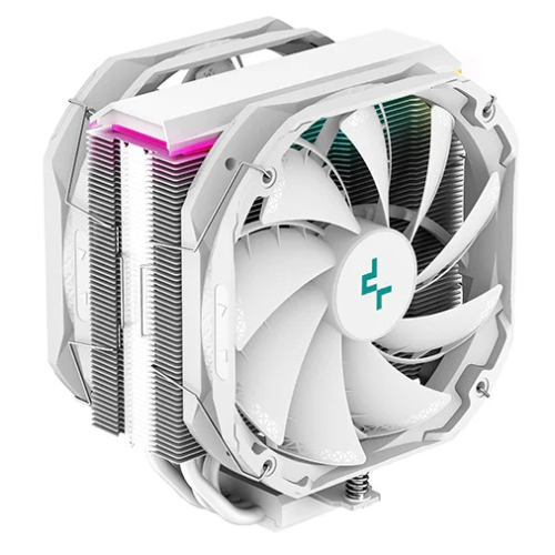 DEEPCOOL AS500 PLUS WH LGA20XX/1700/1200/115X/AM5/AM4 (8шт/кор, TDP 220W, PWM, ARGB Led, DUAL Fan 140mm, 5 тепл. Трубок, белый) RET
