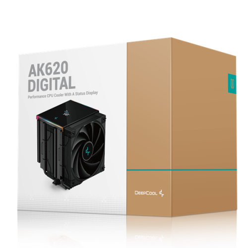 DEEPCOOL AK620 DIGITAL LGA20XX/1700/1200/115X/AM5/AM4 (8шт/кор, TDP 260W, PWM, DUAL Fan 120mm, 6 тепл. трубок, черный) RET