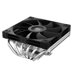 DEEPCOOL AN600 LGA1700/1200/115X/AM5/AM4 низкопрофильный 67mm (18шт/кор, TDP 180W, PWM,  White LED Fan 120mm, 6 тепл. трубок, Copper Base, черный) RET