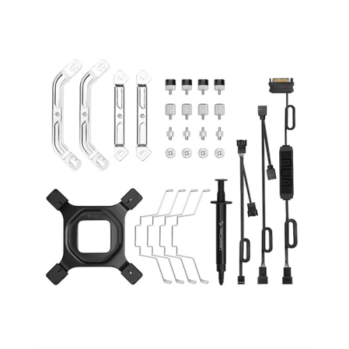 DEEPCOOL AS500 PLUS WH LGA20XX/1700/1200/115X/AM5/AM4 (8шт/кор, TDP 220W, PWM, ARGB Led, DUAL Fan 140mm, 5 тепл. Трубок, белый) RET