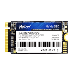 Netac SSD N930ES 1TB PCIe 3 x2 M.2 2242 NVMe 3D NAND, R/W up to 1650/1500MB/s, TBW 600TB, 3y wty