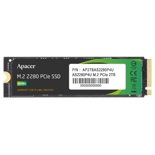 Apacer SSD AS2280P4U 2TB M.2 2280 PCIe Gen3x4, R3500/W3000 Mb/s, 3D NAND, MTBF 1.8M, NVMe, 1300TBW, Retail, 5 years (AP2TBAS2280P4U-1)