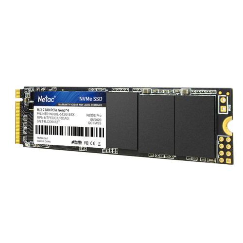 Netac SSD N930E Pro 512GB PCIe 3 x4 M.2 2280 NVMe 3D NAND, R/W up to 2080/1700MB/s, TBW 300TB, 3y wty